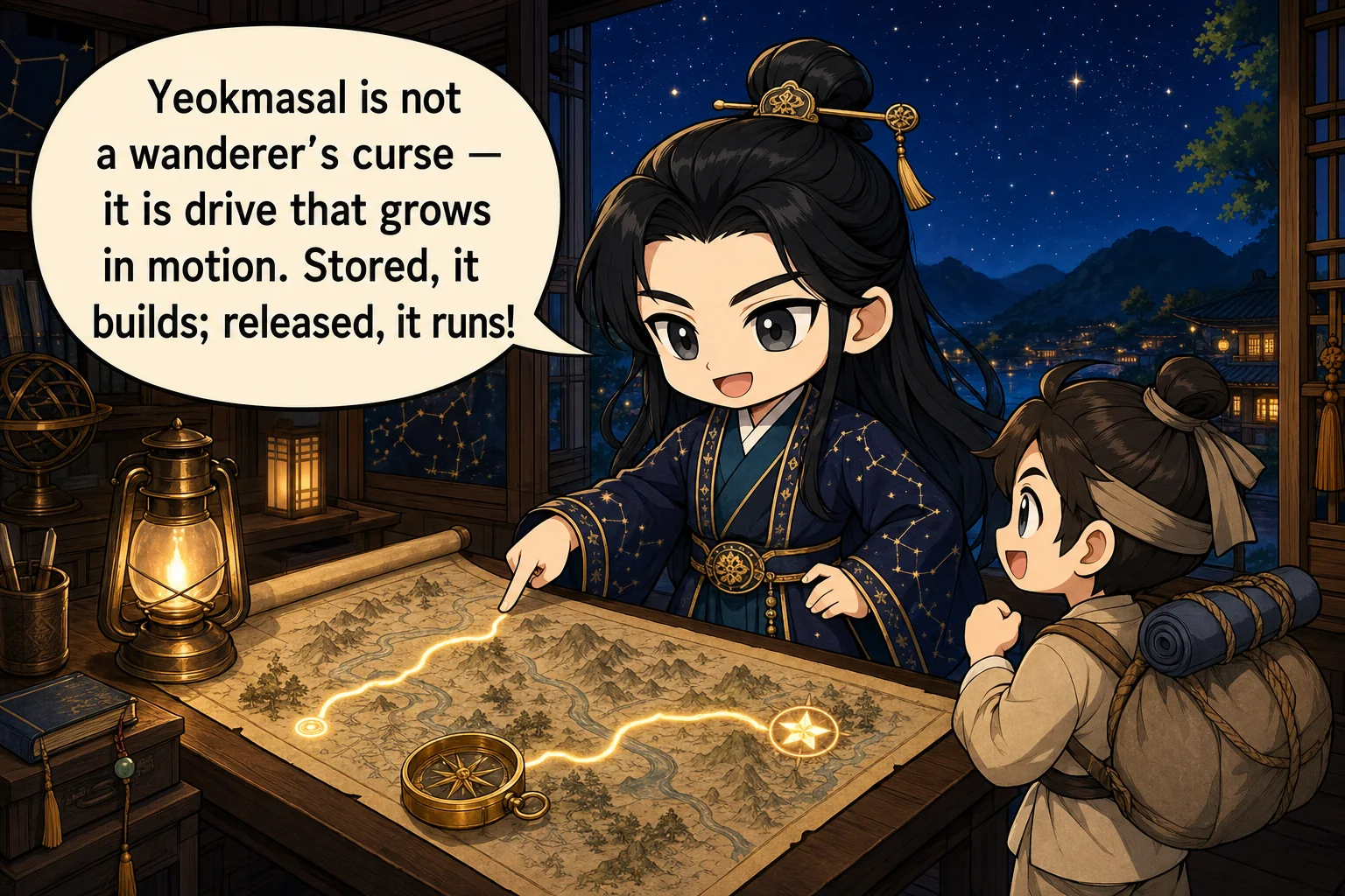 Yeokmasal is not a wanderer's curse — it is drive that grows in motion. Stored, it builds; released, it runs!