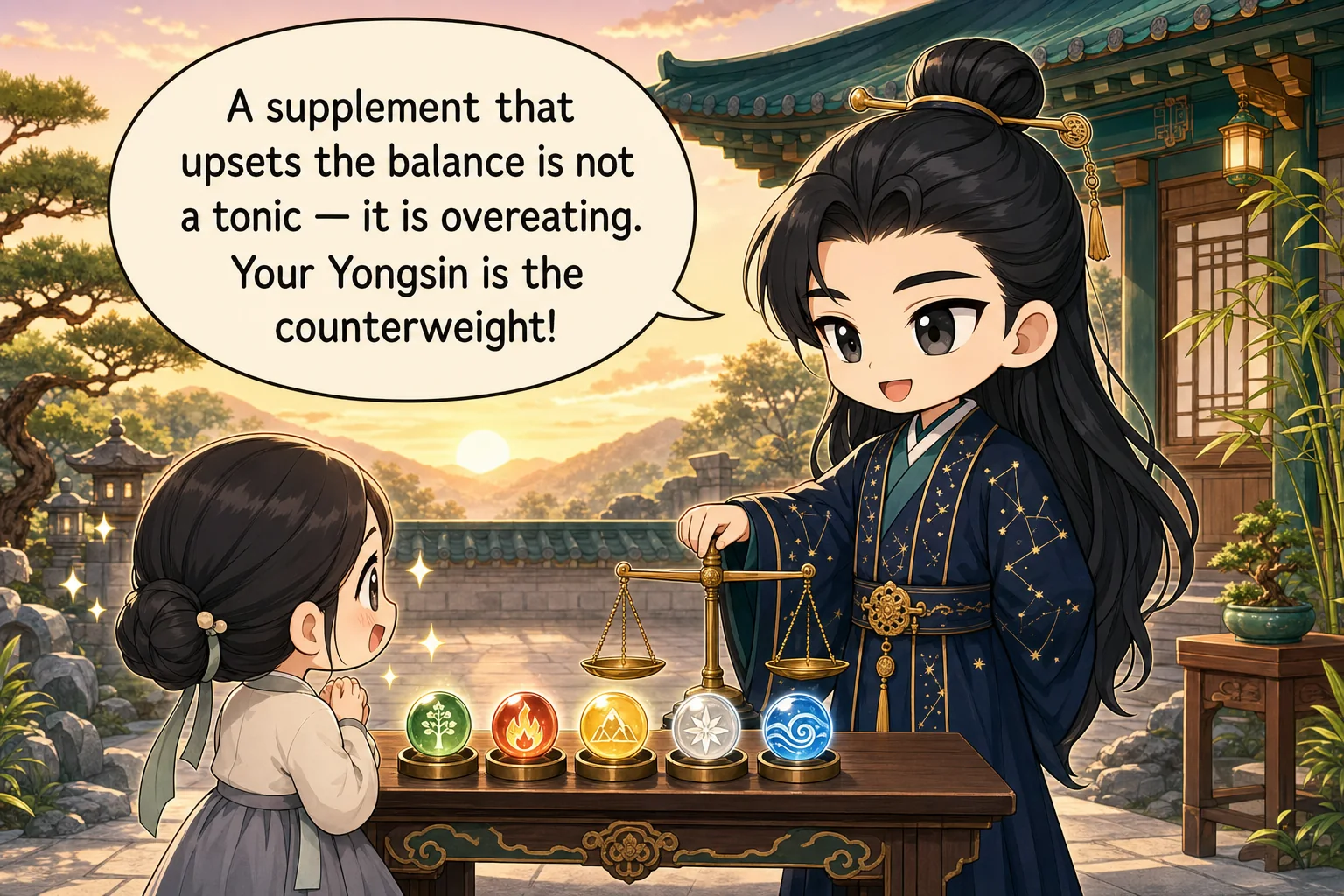 A supplement that upsets the balance is not a tonic — it is overeating. Your Yongsin is the counterweight!